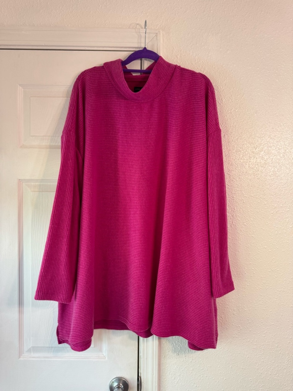 Lane Bryant magenta Ribbed Mock Neck SwingTunic Top